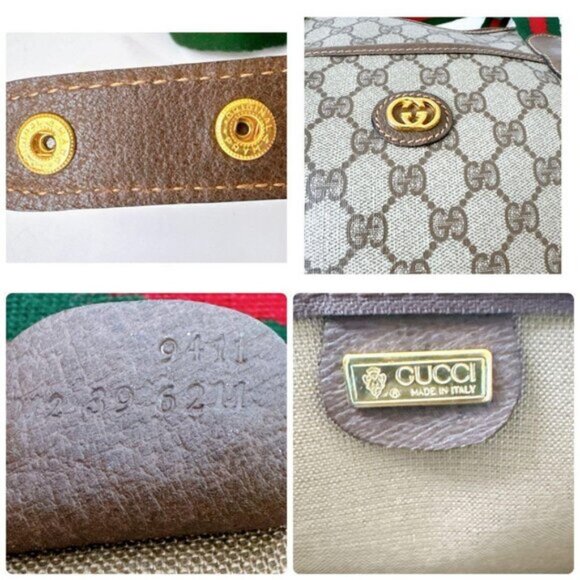 Authentic Gucci XL Travel Tote Supreme Web Canvas Boston Bag Duffle Sherry Purse - Picture 11 of 12
